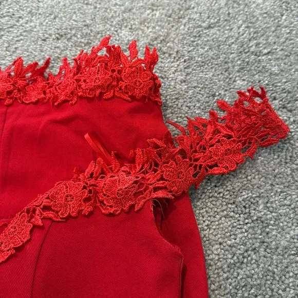 Red mini dress with lace detail - Picture 4 of 6